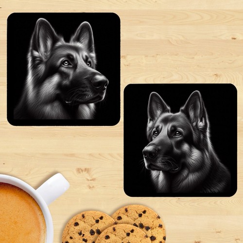 German shepherd coasters set - german,