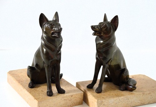 Pair art deco spelter - of,