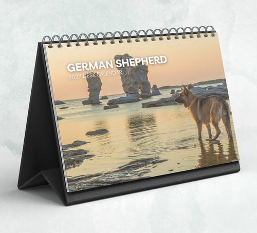 German shepherd desk calendar - german,