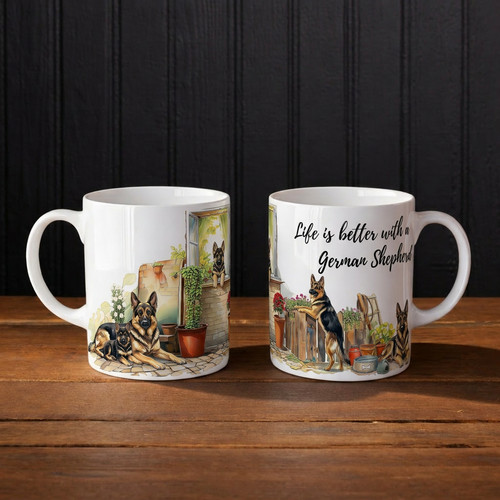 Handmade german shepherd mug - german, |
