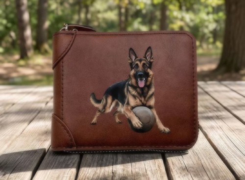 Brown wallet with german - with,