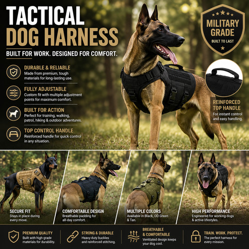 Tactical dog harness vest - tactical,