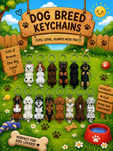 Articulated dog breed keychain - dog,