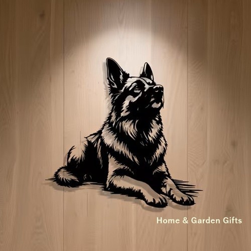 German shepherd metal wall - german,