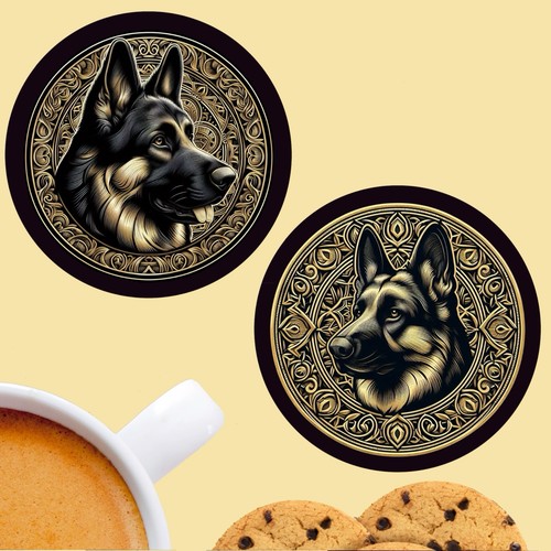 German shepherd coasters dog - german,