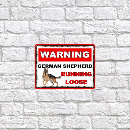 Warning german shepherd - warning, retro