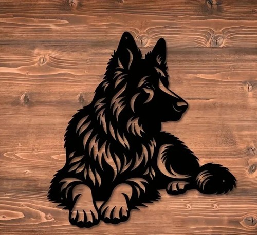 German shepherd metal wall - german,